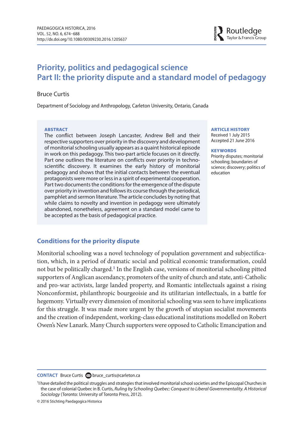 Priority, Politics and Pedagogical Science. Part II