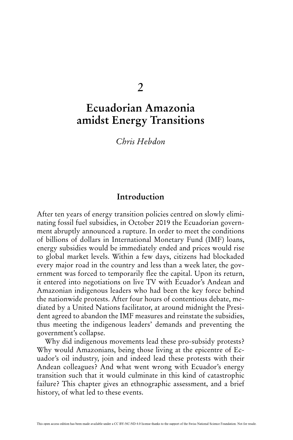 Ecuadorian Amazonia Amidst Energy Transitions