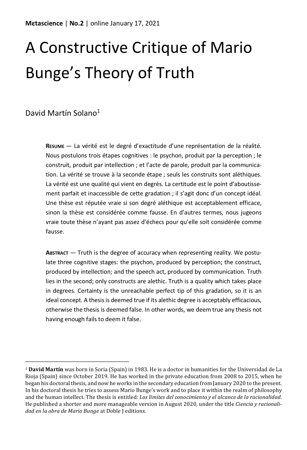 A Constructive Critique of Mario Bunge's Theory of Truth