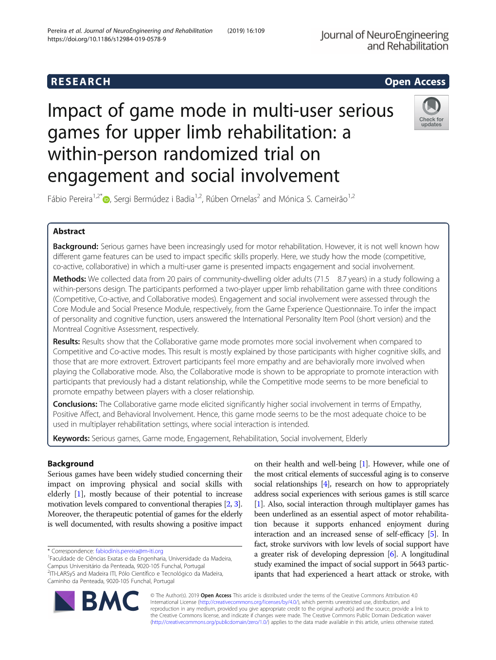 Impact of Game Mode in Multi-User Serious Games for Upper Limb Rehabilitation