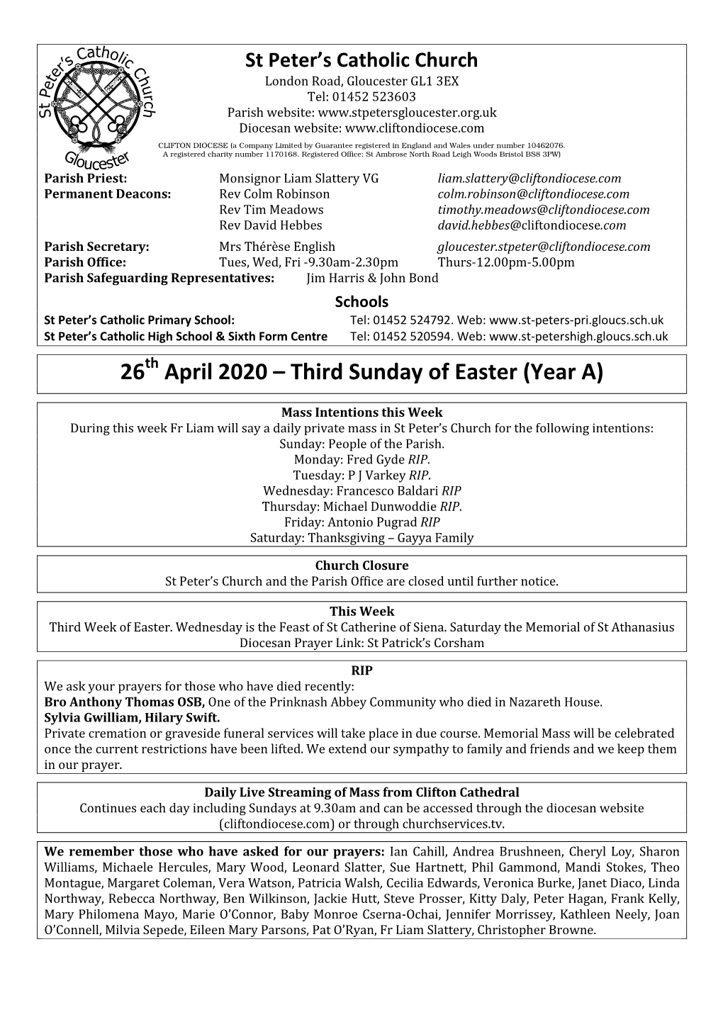 26 April 2020 – Third Sunday of Easter (Year A)