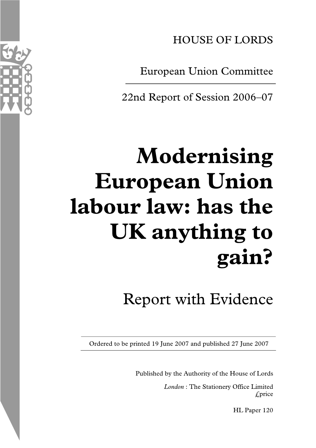 Modernising European Union Labour Law: Has the UK Anything to Gain?
