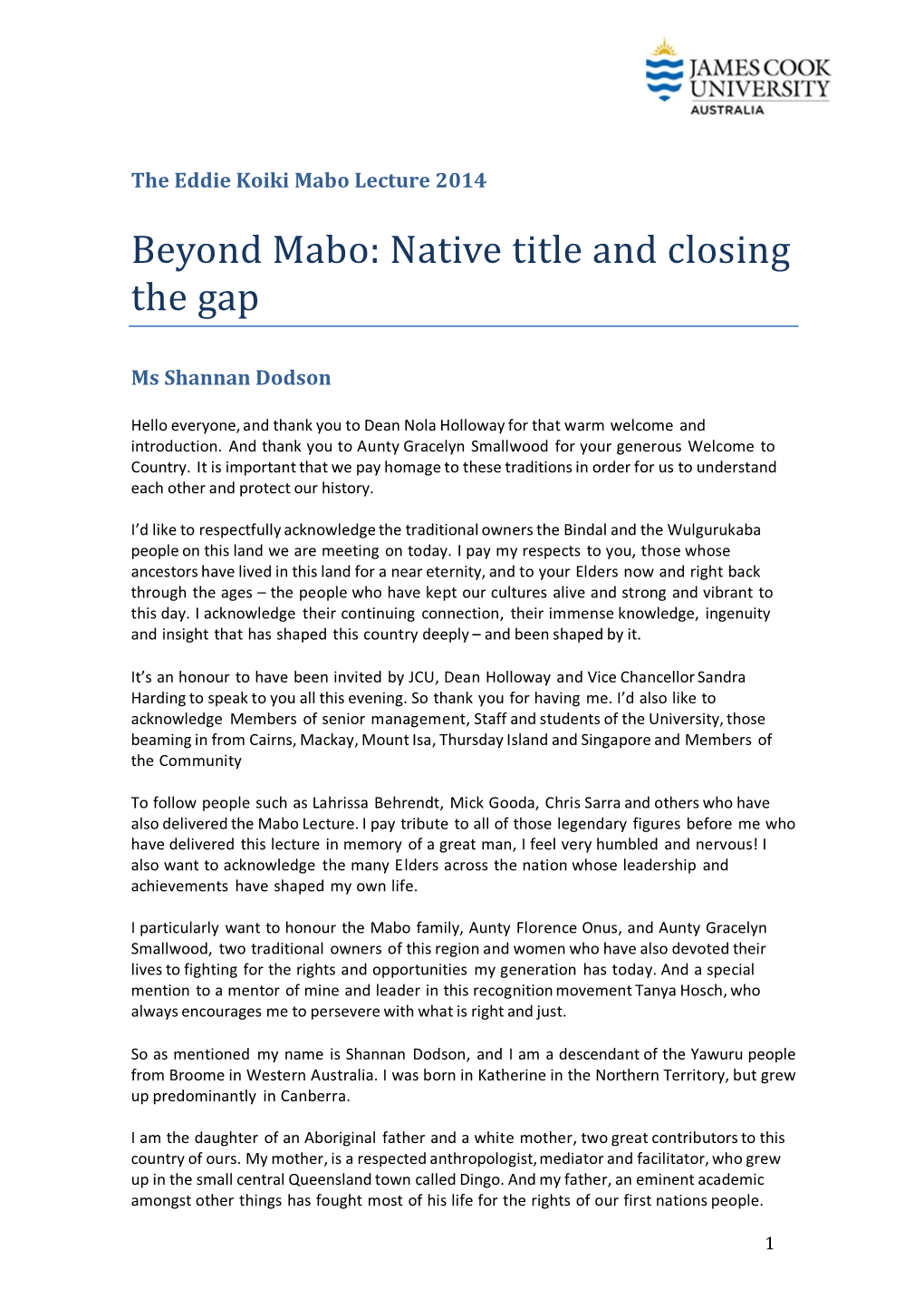 Beyond Mabo: Native Title and Closing the Gap
