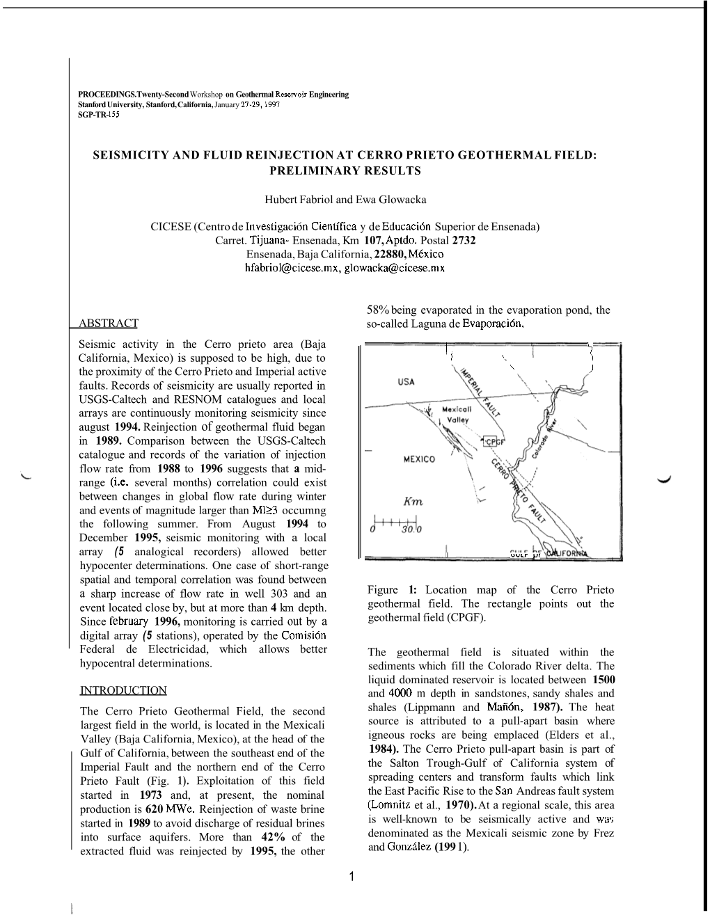 1997, Twenty-Second Workshop on Geothermal Reservoir Engineering
