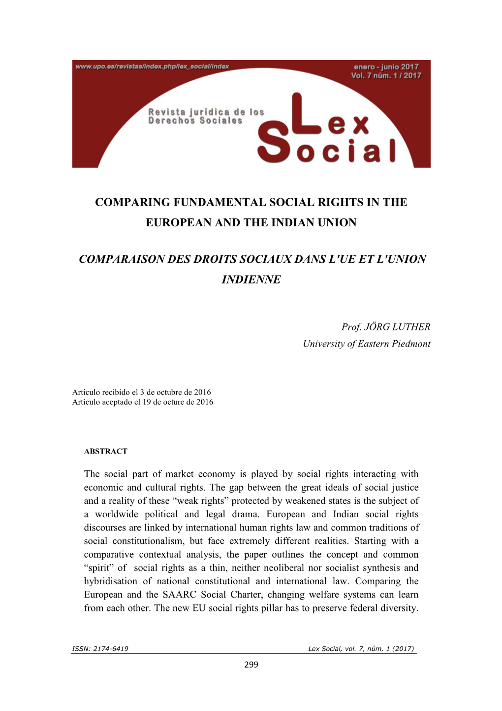 Comparing Fundamental Social Rights in the European and the Indian Union