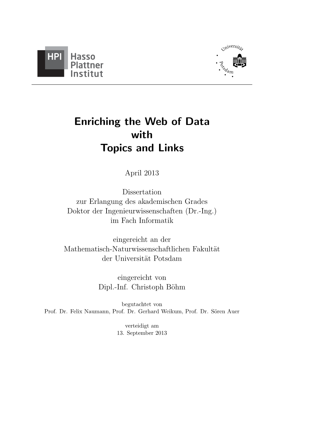 Enriching the Web of Data with Topics and Links