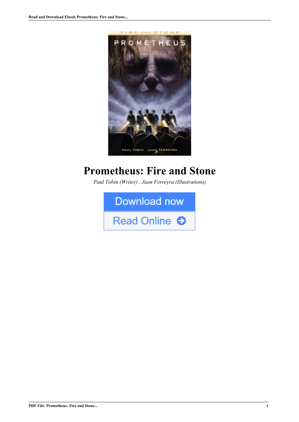 Prometheus: Fire and Stone by Paul Tobin (Writer) , Juan Ferreyra