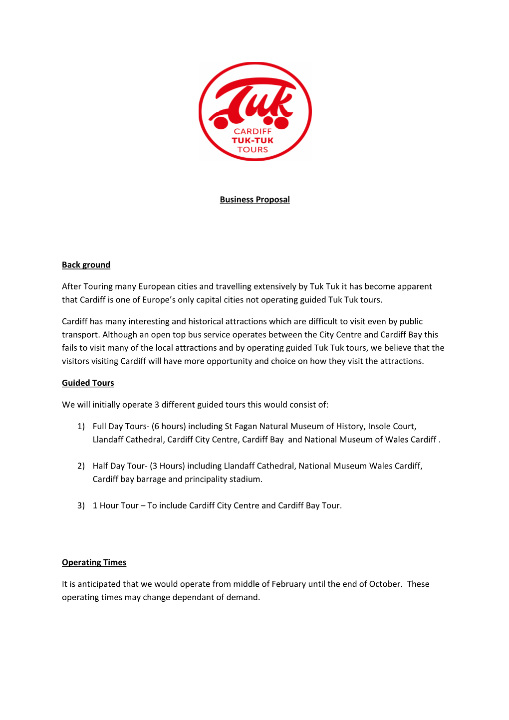 Appendix A-Tuk Tuk Business Proposal