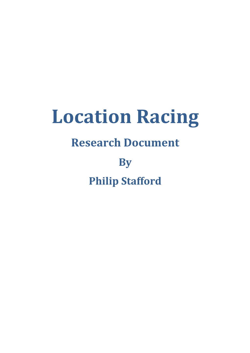 Location Racing – Research Document 2013-2014