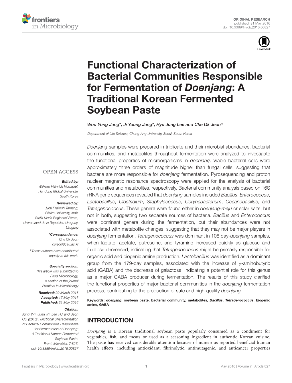 A Traditional Korean Fermented Soybean Paste