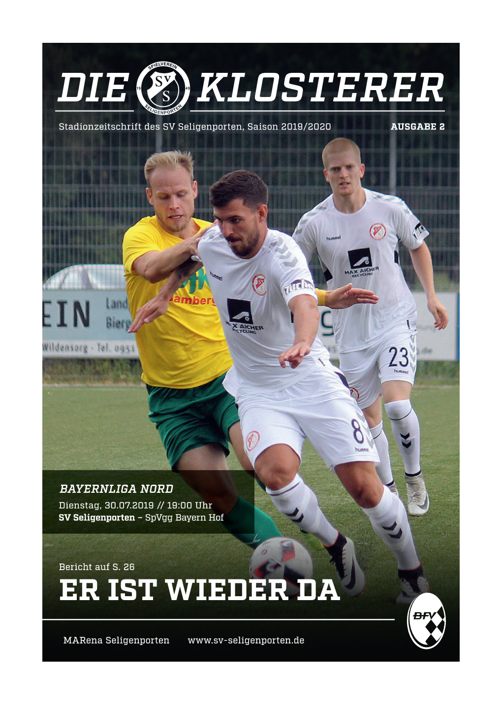 DIE KLOSTERER Stadionzeitschrift Des SV Seligenporten, Saison 2019/2020 AUSGABE 2