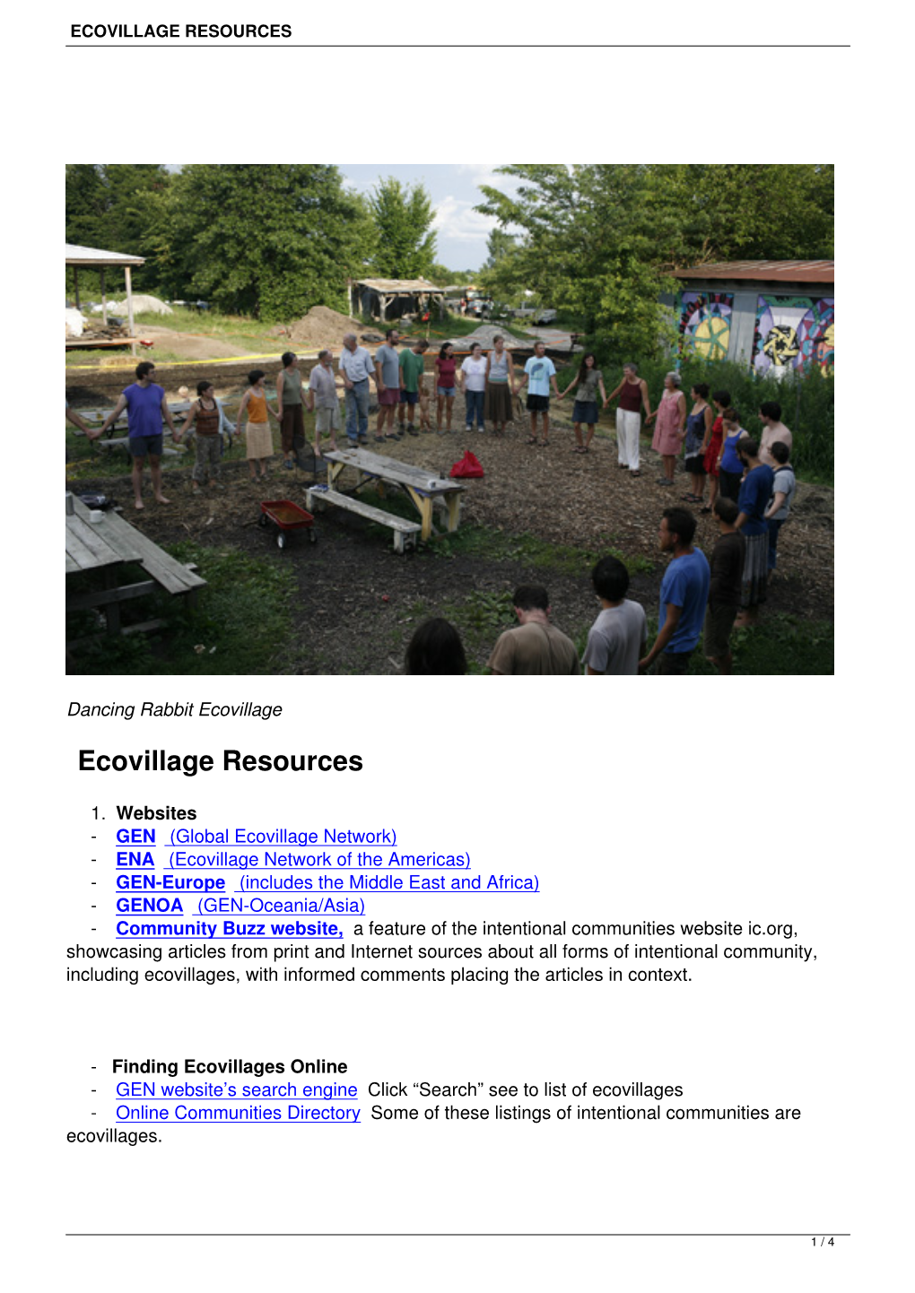 Ecovillage Resources