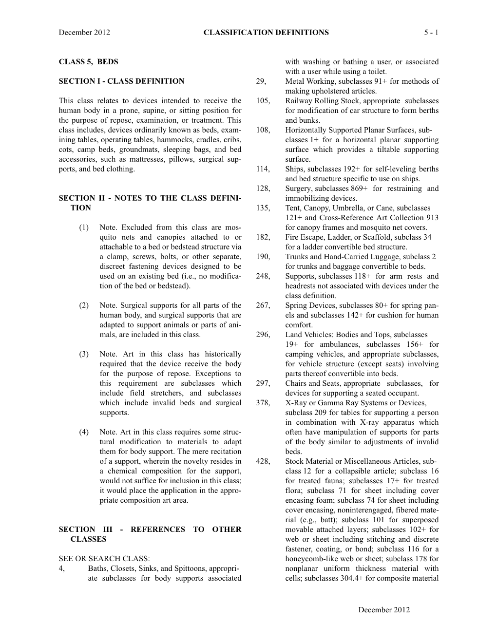 December 2012 CLASSIFICATION DEFINITIONS 5 - 1