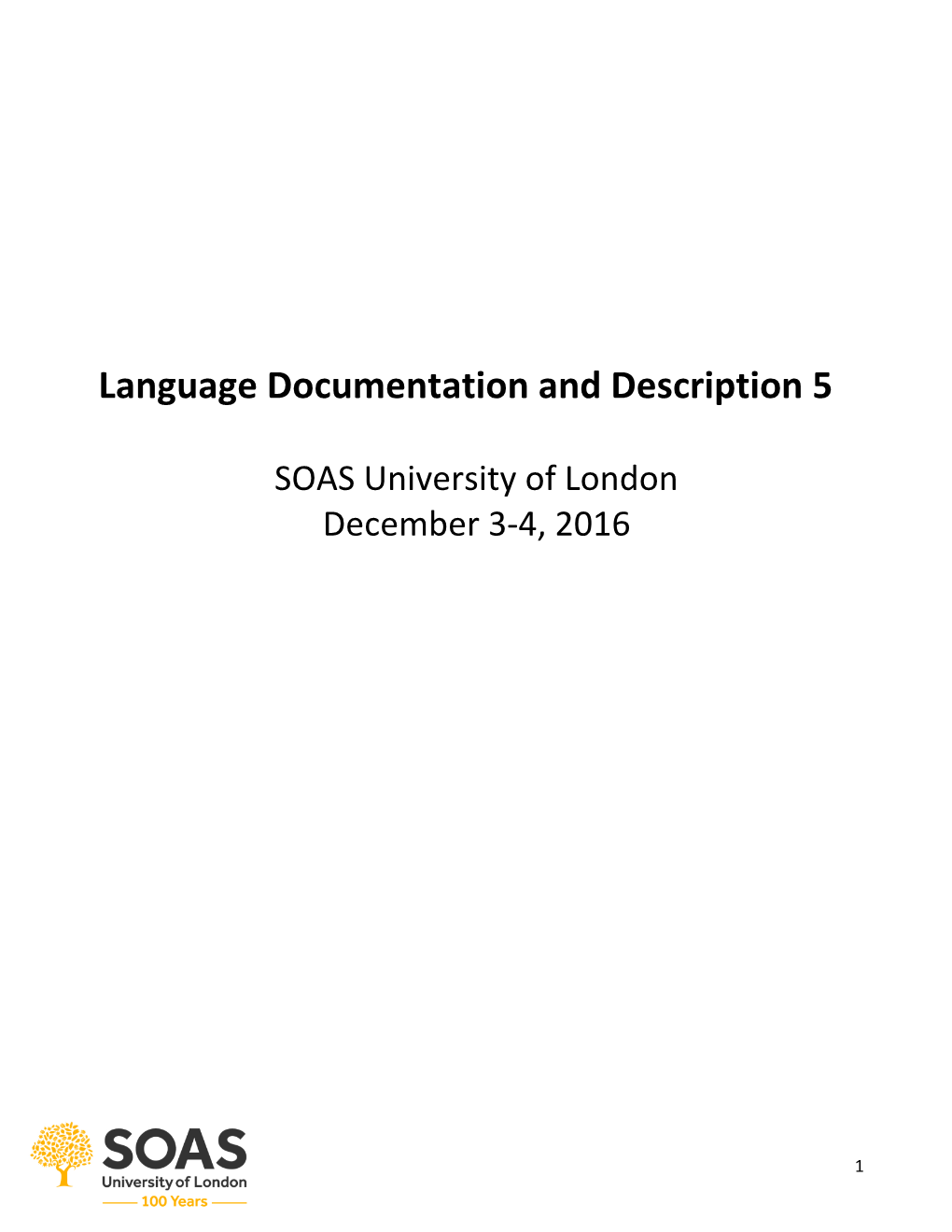 Language Documentation and Description 5