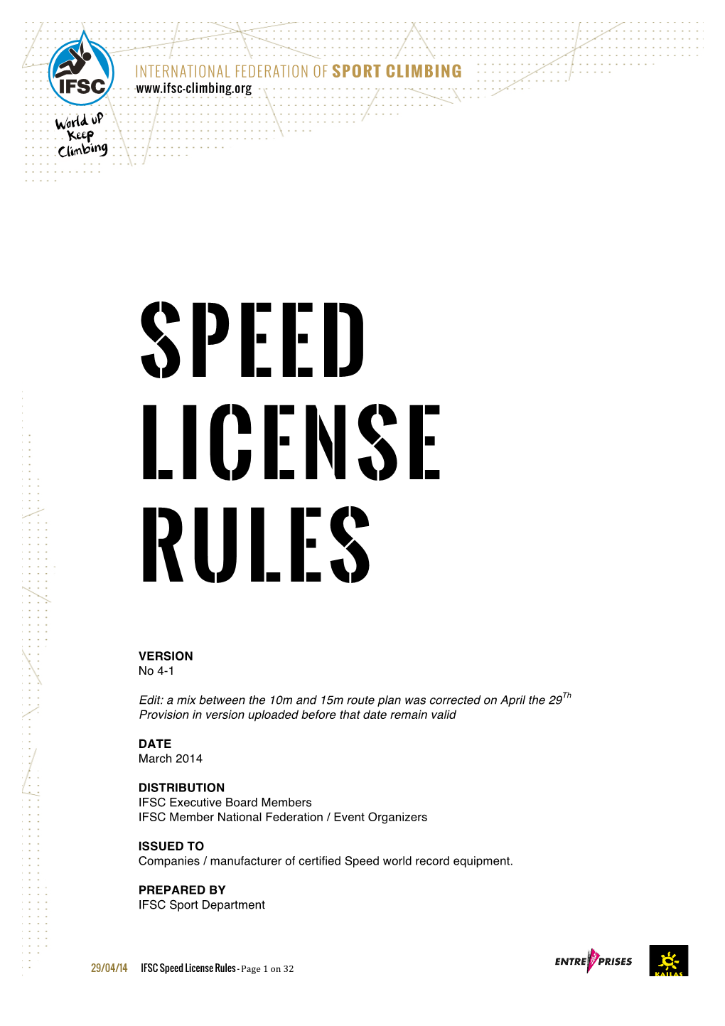 IFSC Speed License Rules - Page 1 on 32