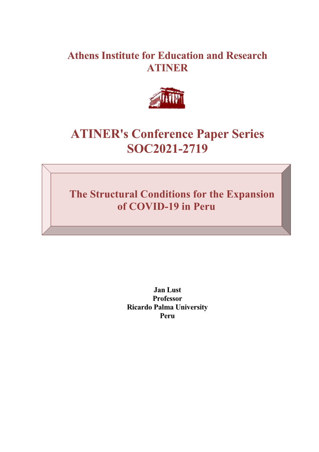 ATINER's Conference Paper Series SOC2021-2719