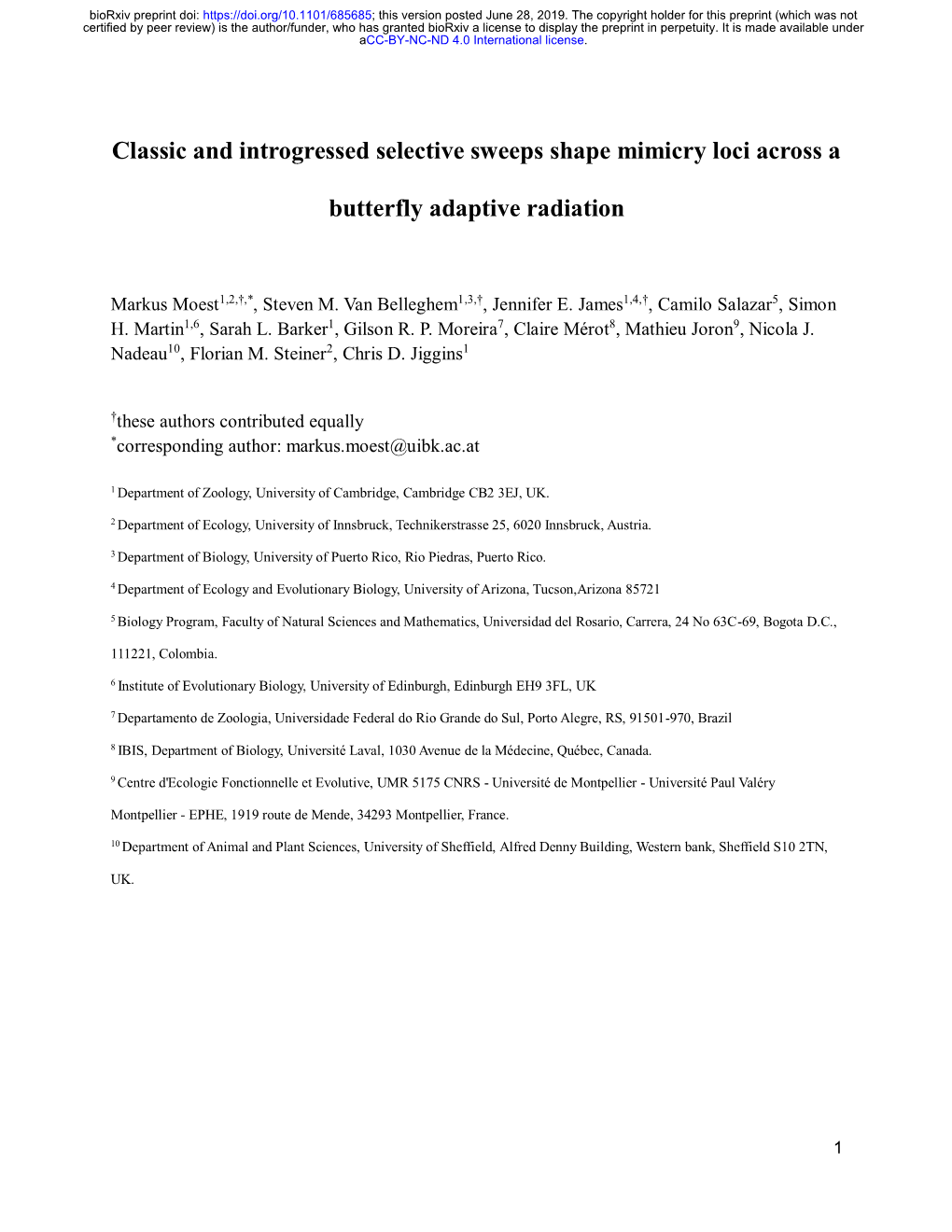 Classic and Introgressed Selective Sweeps Shape Mimicry Loci Across A