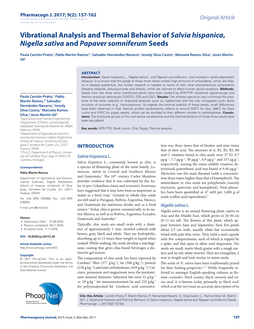 Vibrational Analysis and Thermal Behavior of Salvia Hispanica, Nigella Sativa and Papaver Somniferum Seeds