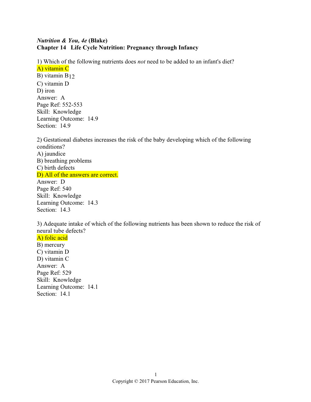 Chapter 14 Life Cycle Nutrition: Pregnancy Through Infancy