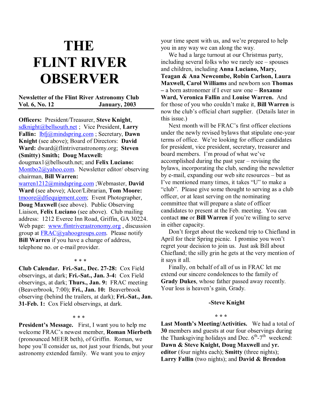 The Flint River Observer