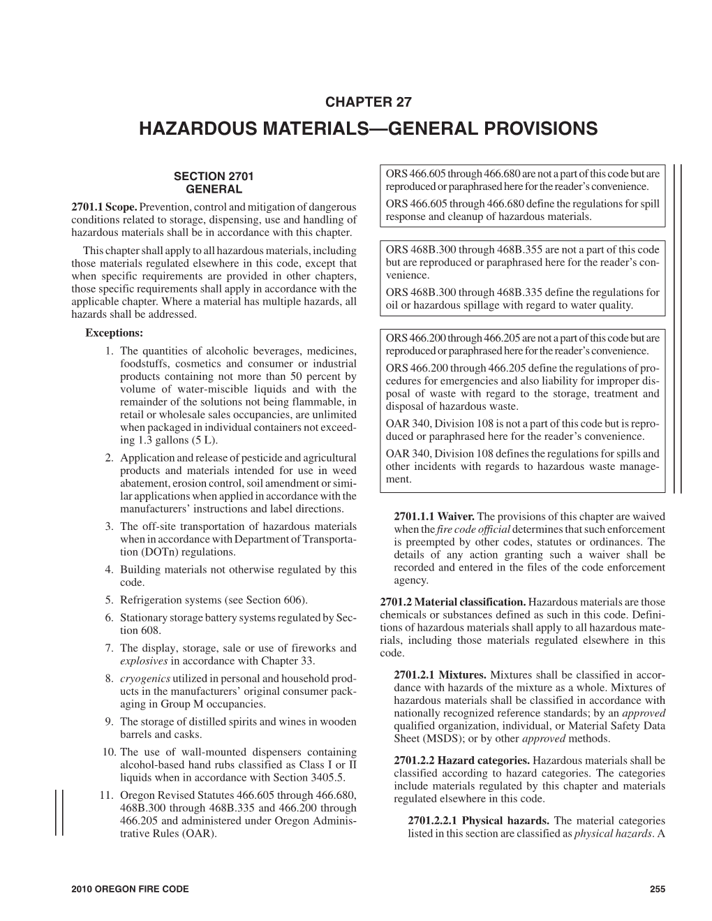 Chapter 27 Hazardous Materials—General Provisions