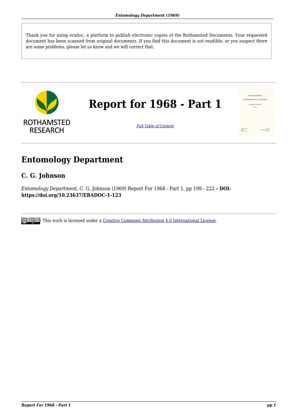 Report for 1968 - Part 1