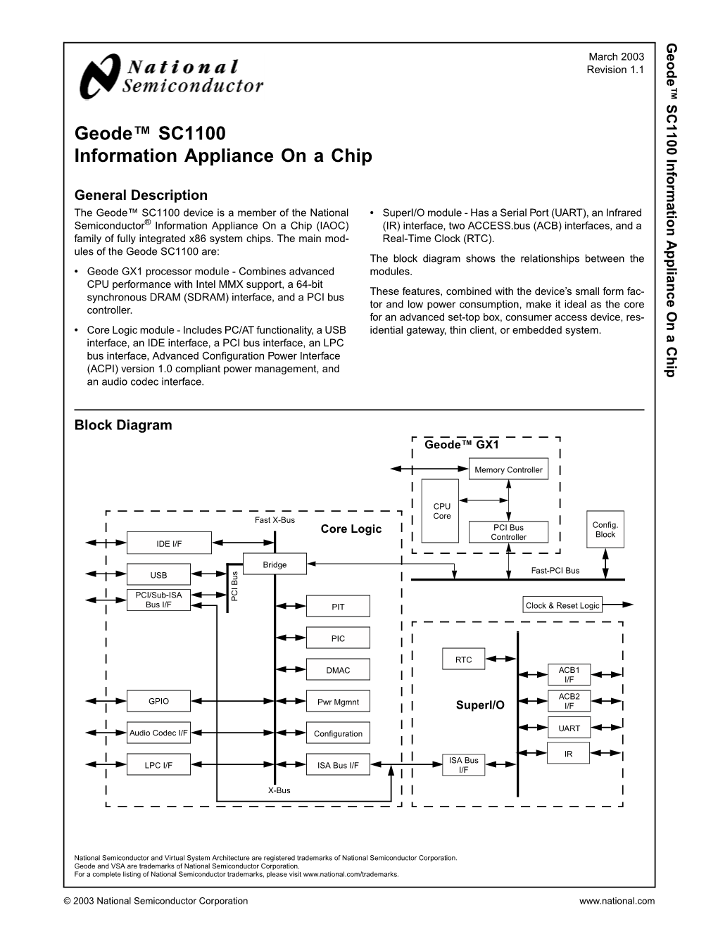 Geode SC1100 Information Appliance on a Chip