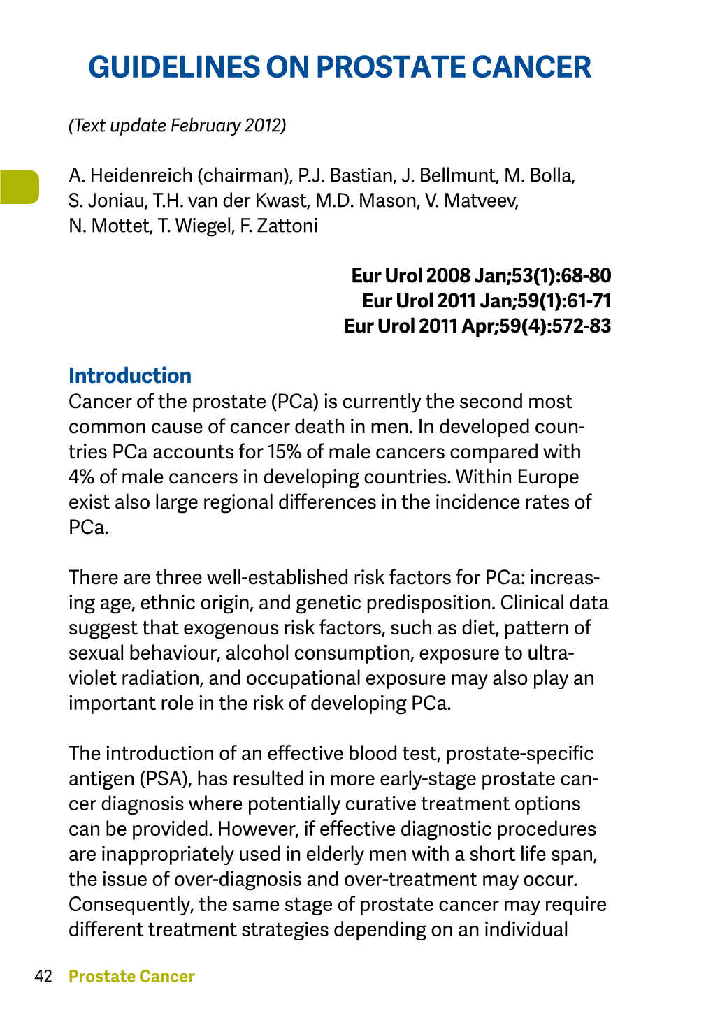 Guidelines on Prostate Cancer