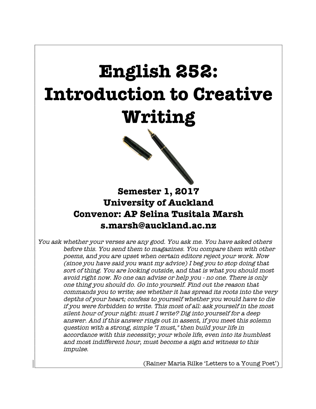 Introduction to Creative Writing