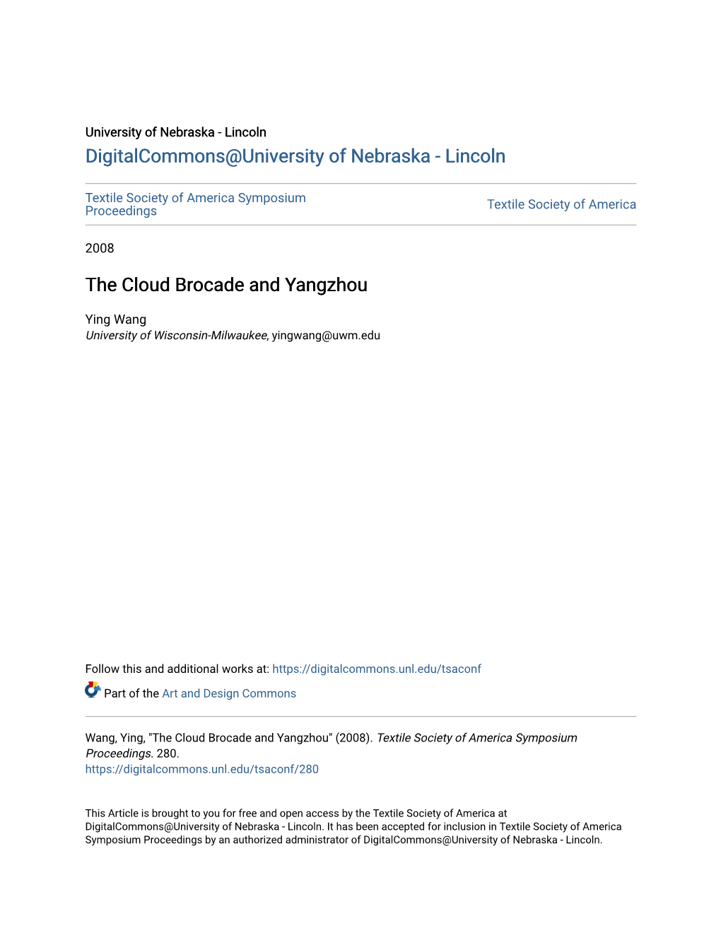 The Cloud Brocade and Yangzhou