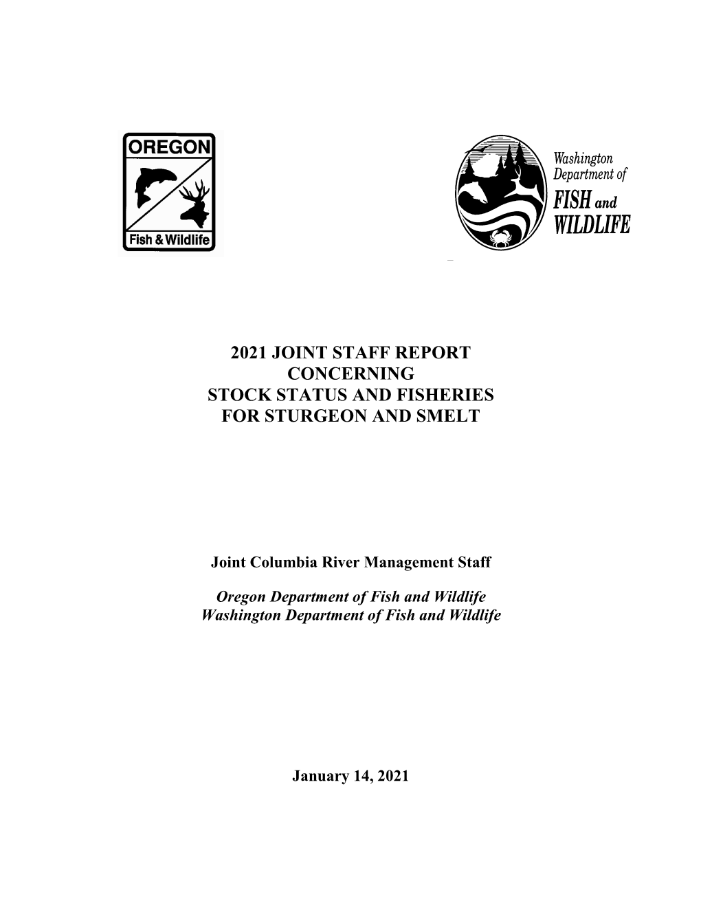 2021 Joint Staff Report Concerning Stock Status and Fisheries for Sturgeon and Smelt