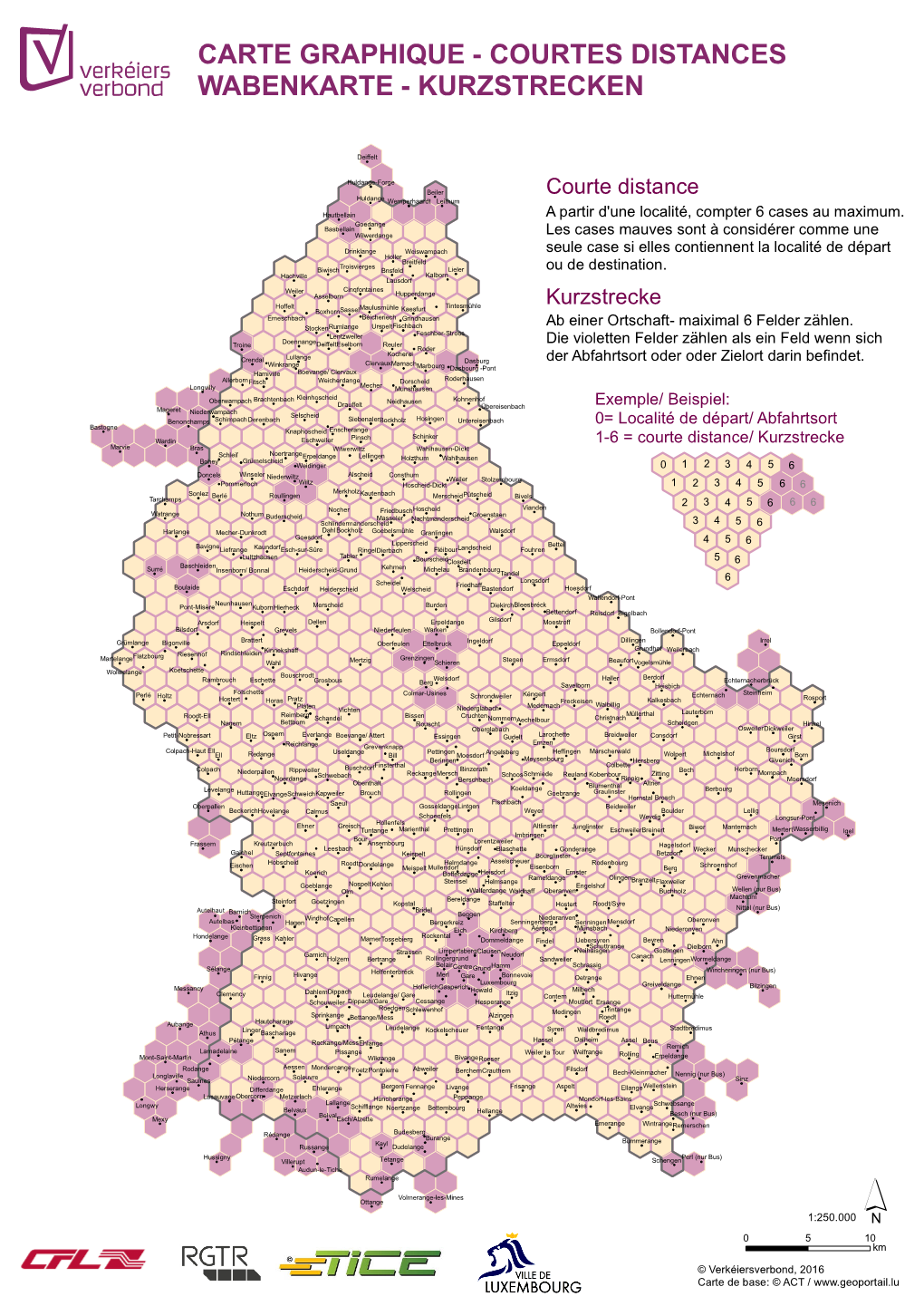 Carte Graphique - Courtes Distances Wabenkarte - Kurzstrecken