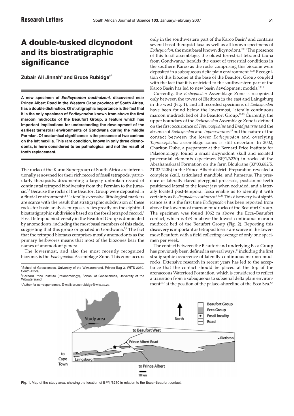 A Double-Tusked Dicynodont and Its Biostratigraphic Significance