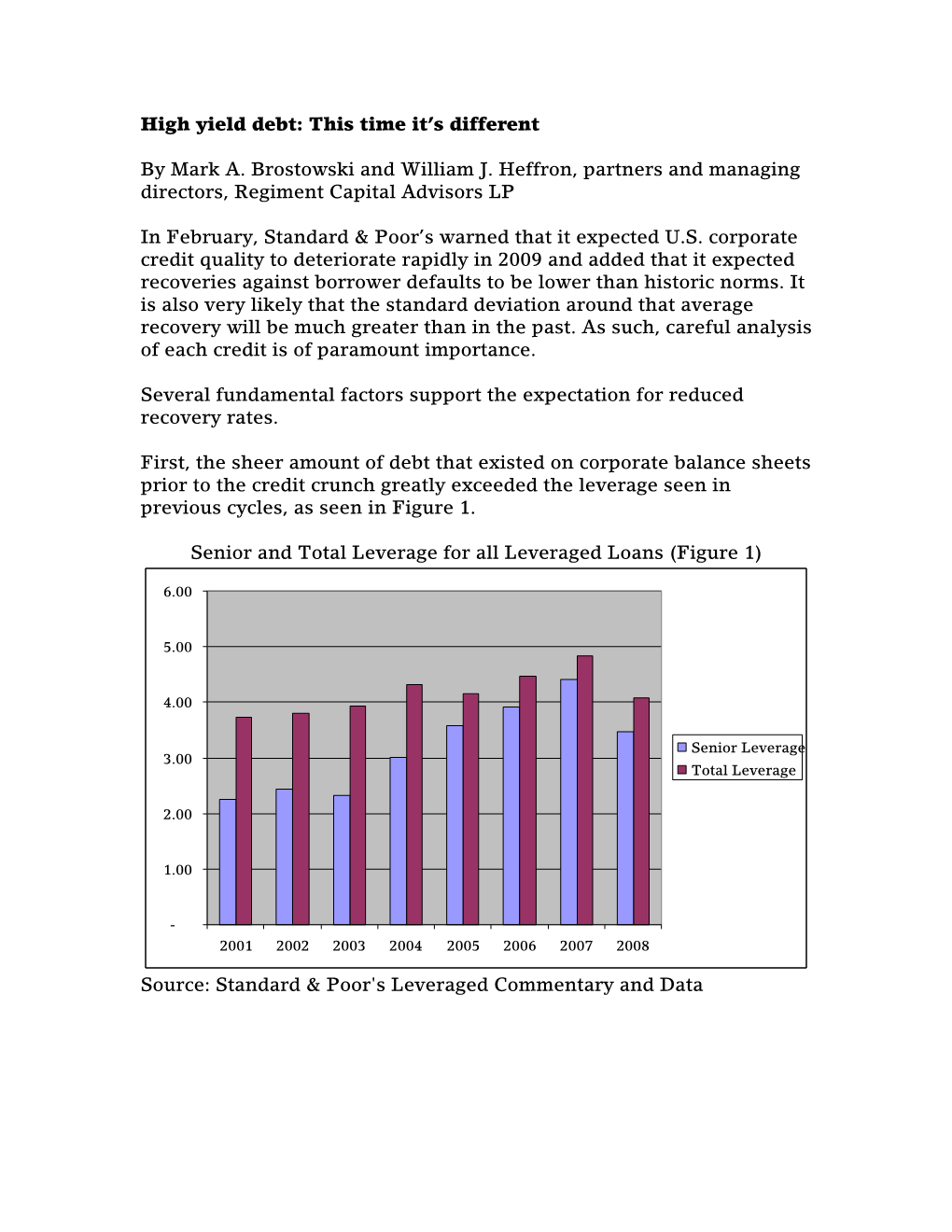 High Yield Debt: This Time It's Different