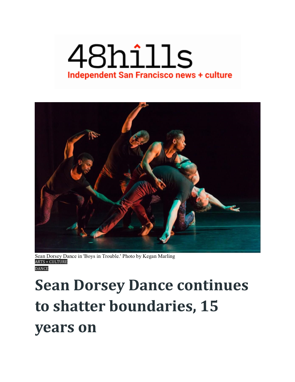 Sean Dorsey Dance Continues to Shatter Boundaries, 15 Years On