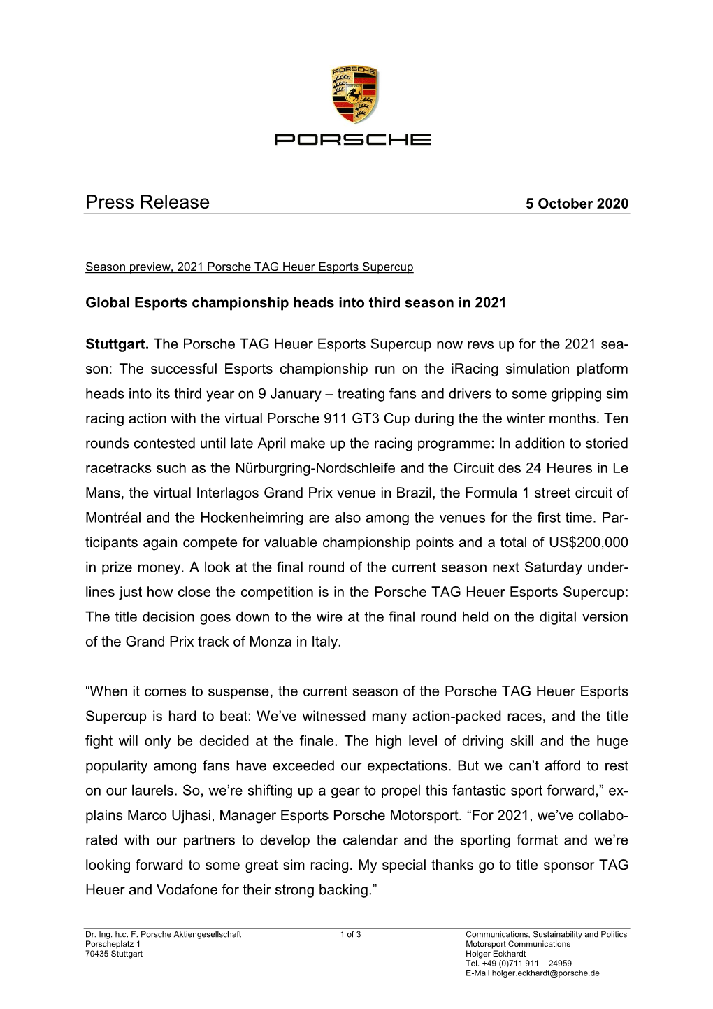 Press Release 5 October 2020