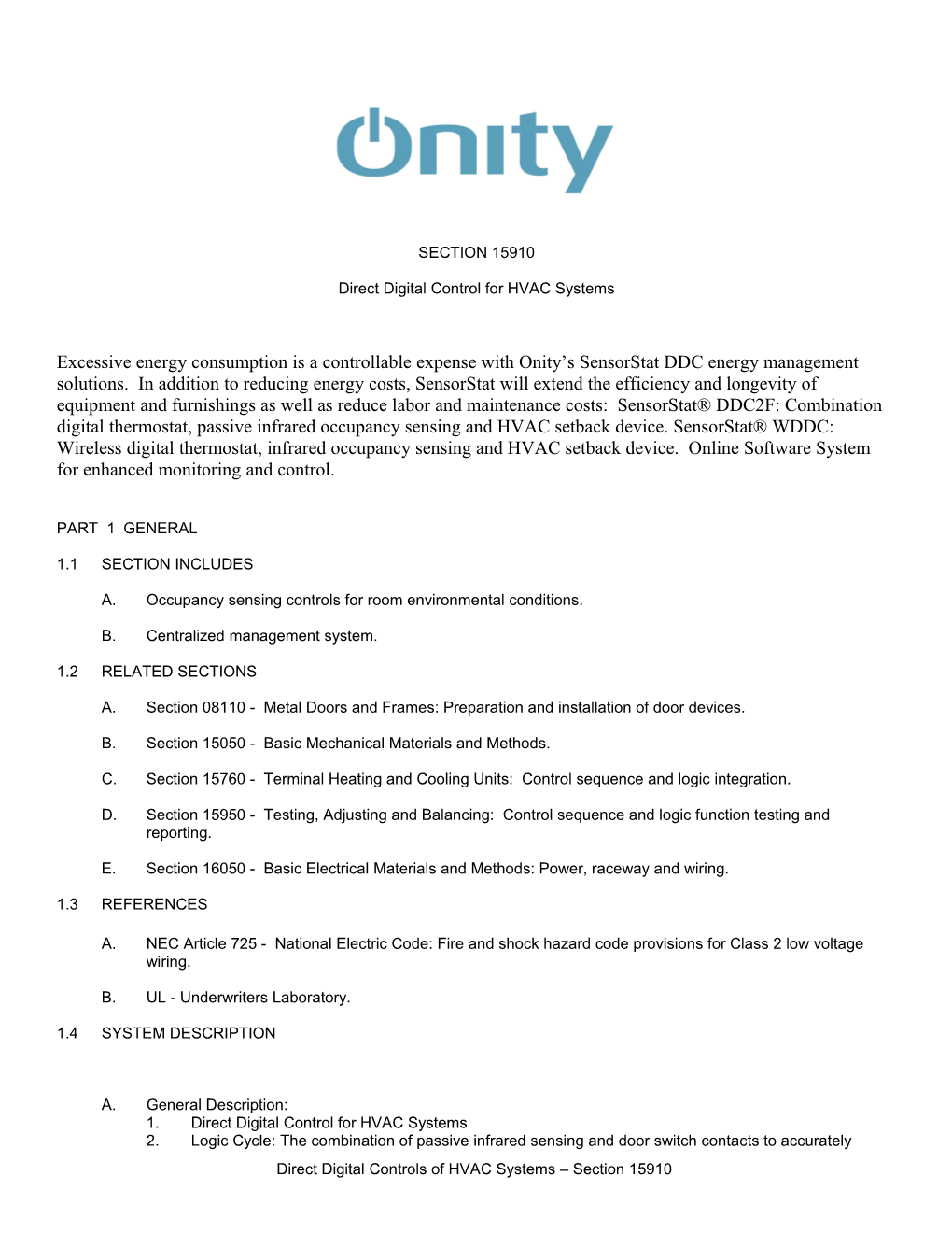 Energy Management Systems A&E Spec