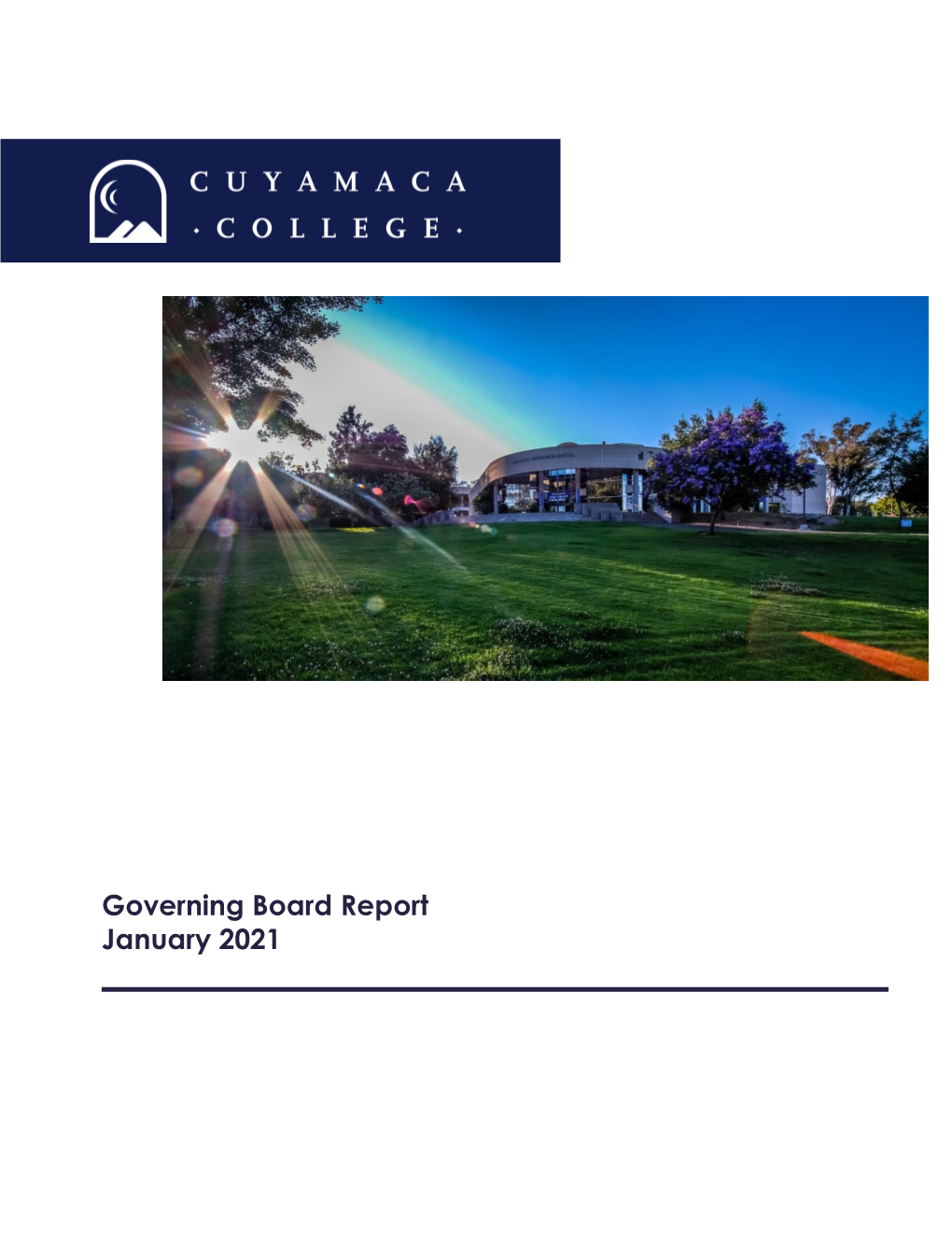 Governing Board Report January 2021
