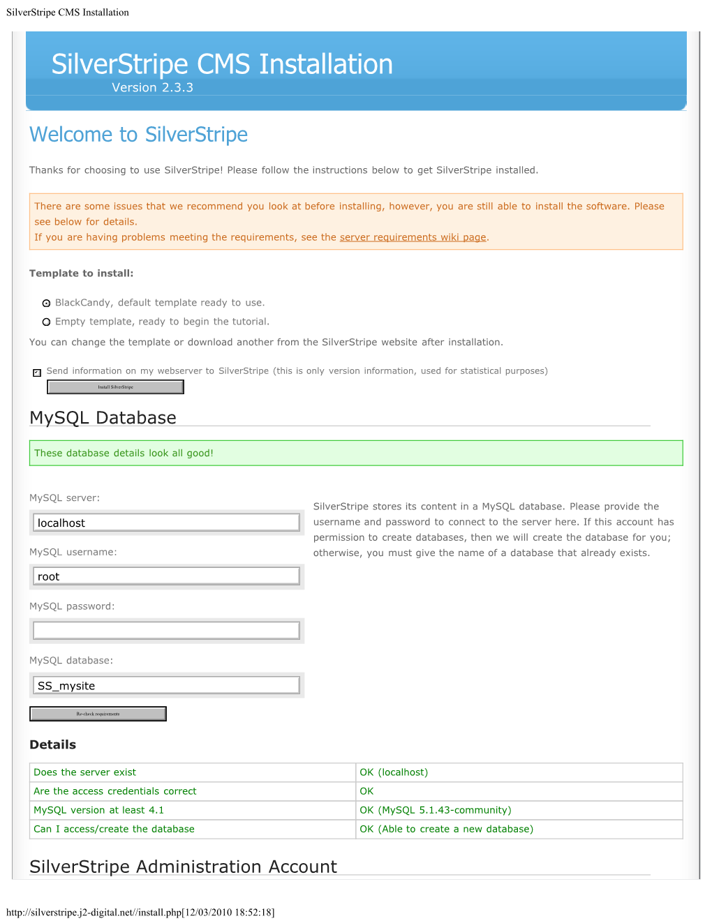 Silverstripe CMS Installation