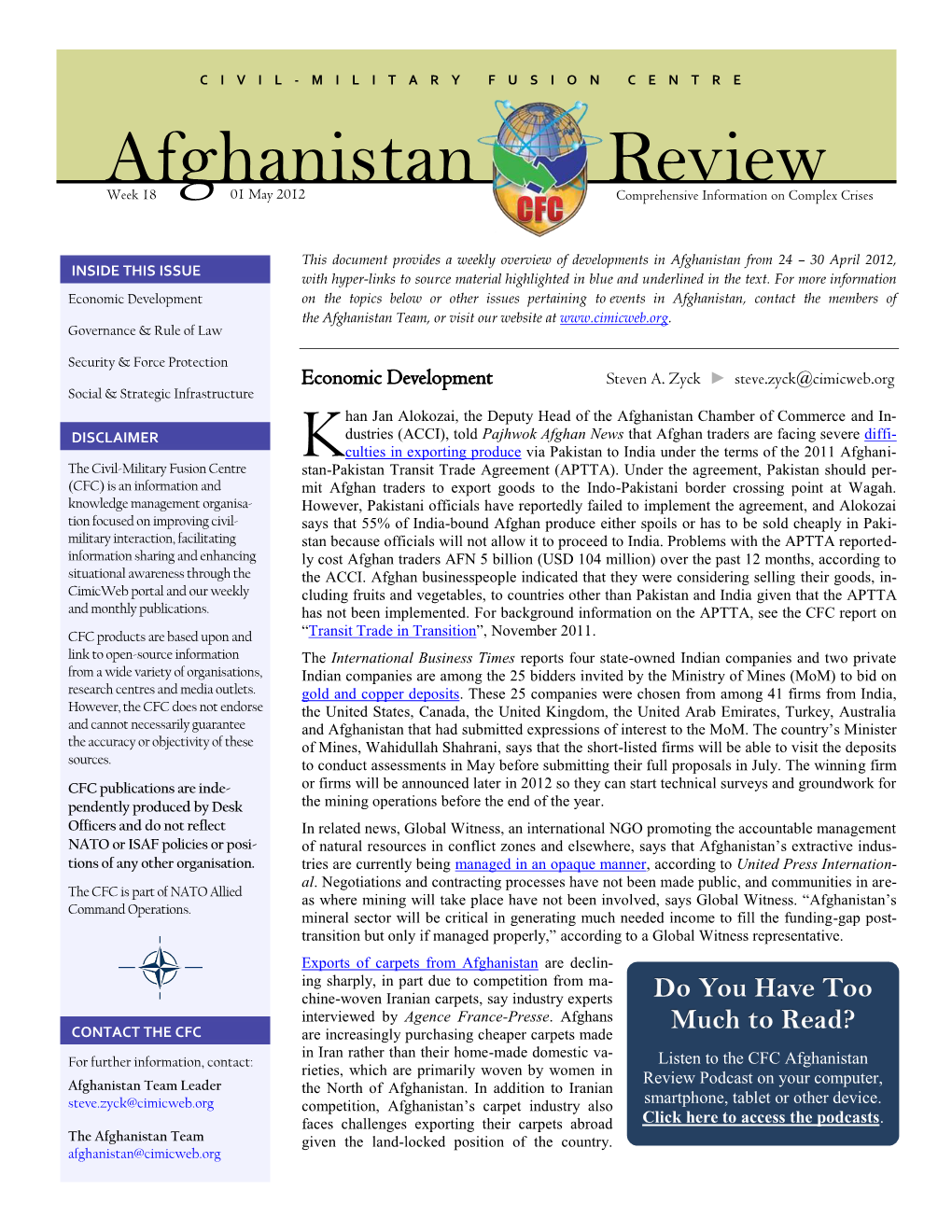 Afghanistan Review, 01 May 2012