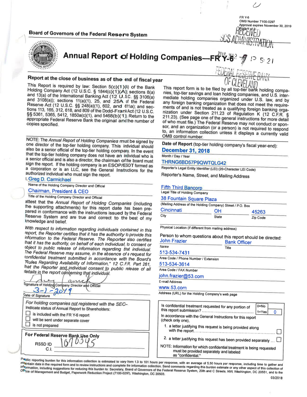 Annual Report of Hotding Gompanies-F#V.Ö;R -F ,T S, ? R