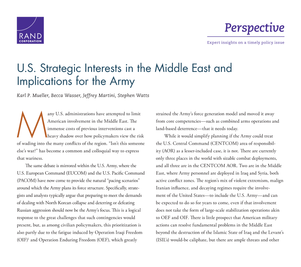 US Interests in the Middle East