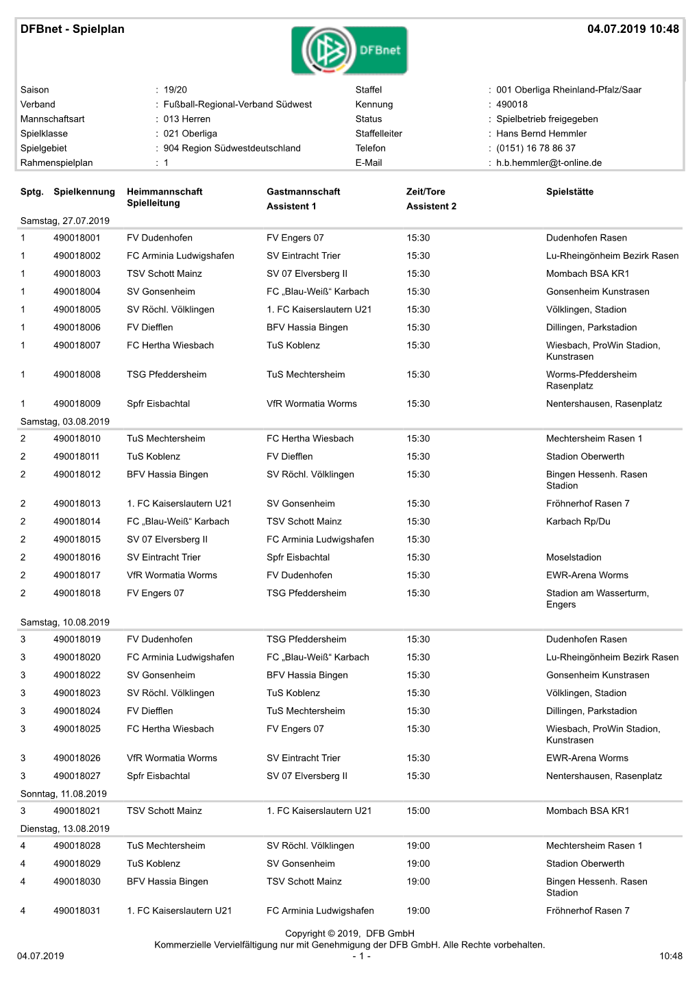 Spielplan 04.07.2019 10:48