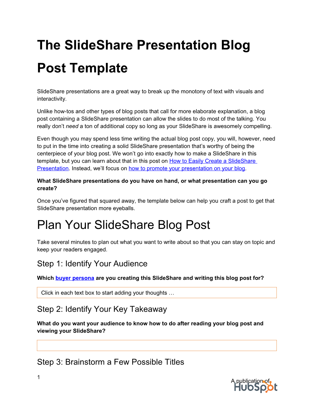 The Slideshare Presentation Blog Post Template