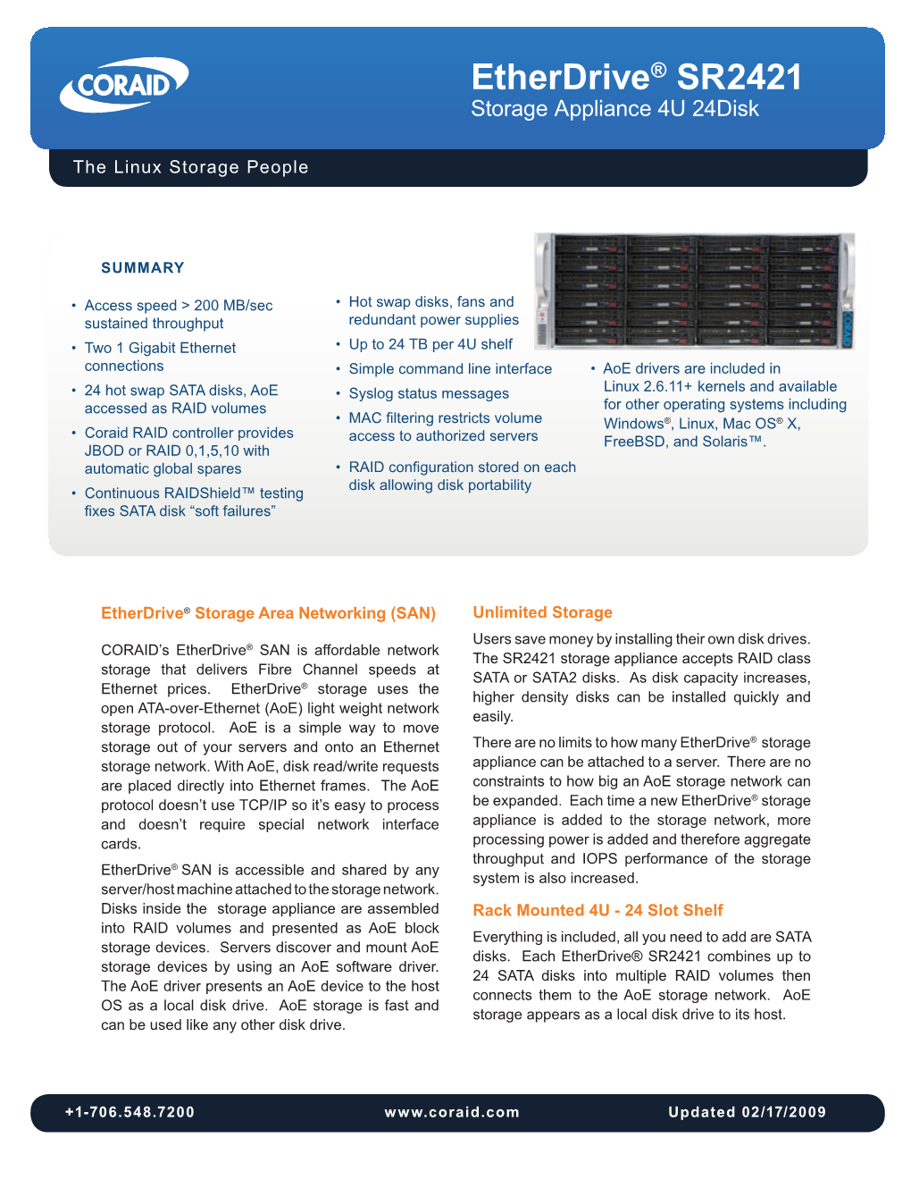 Etherdrive® SR2421 Storage Appliance 4U 24Disk