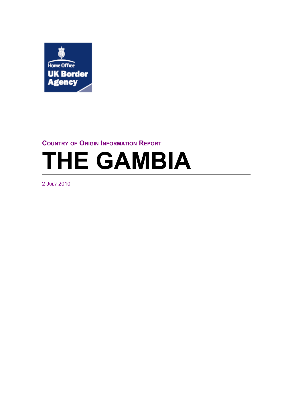 Country Of Origin Information Report The Gambia July 2010