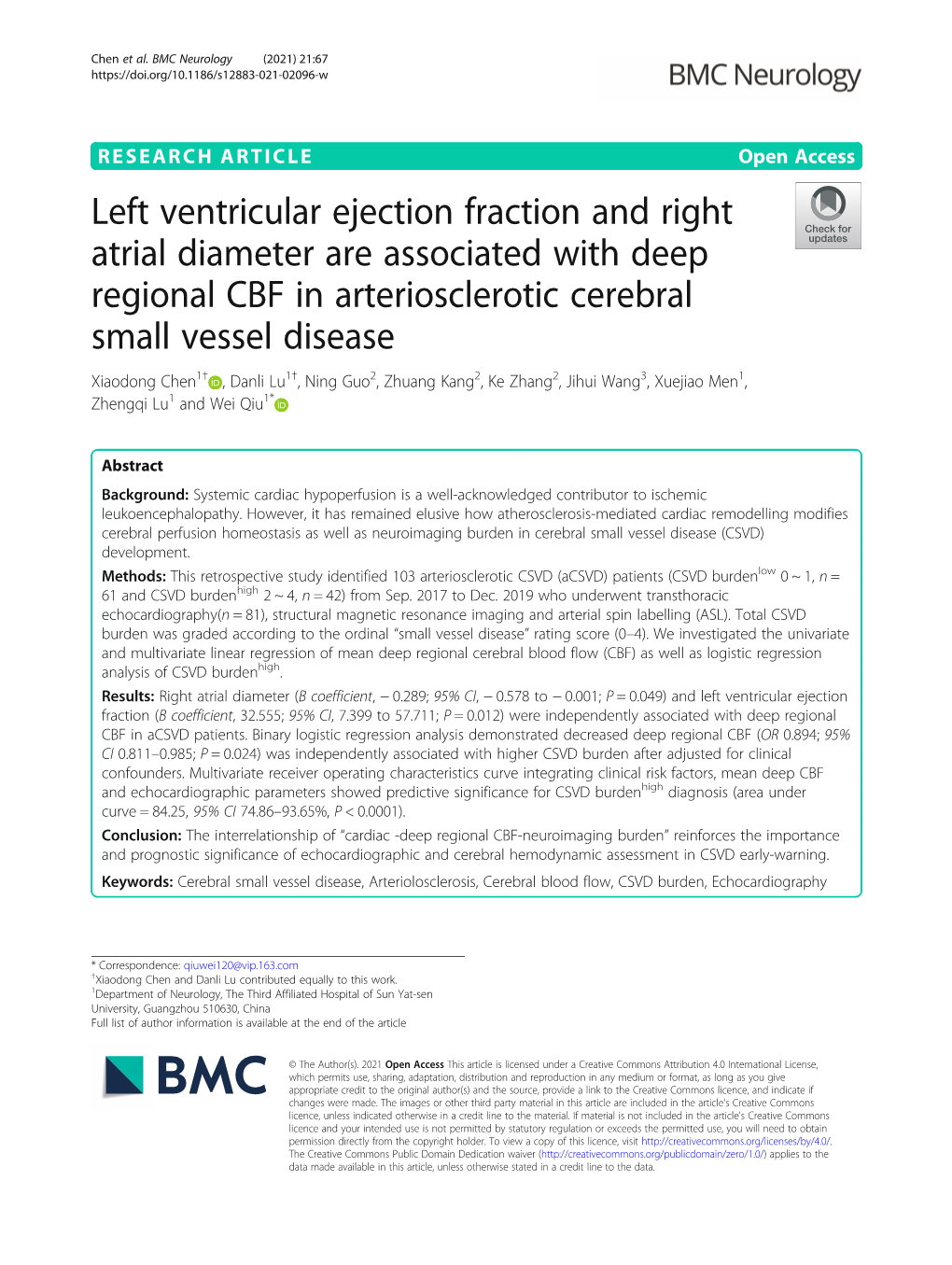 Left Ventricular Ejection Fraction and Right Atrial Diameter Are Associated