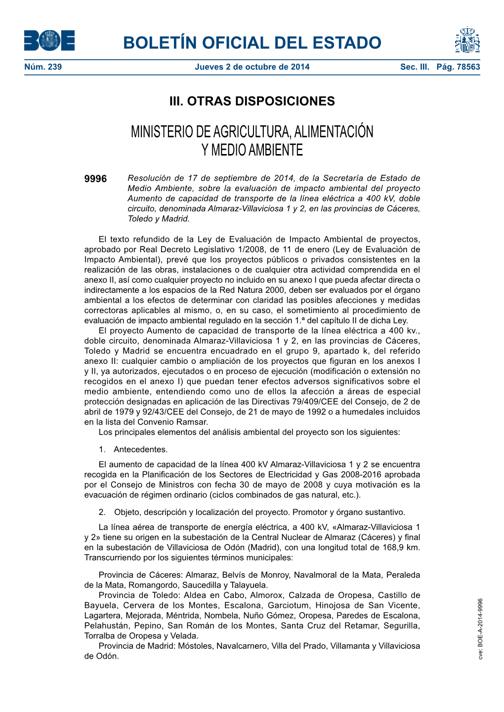 Disposición 9996 Del BOE Núm. 239 De 2014