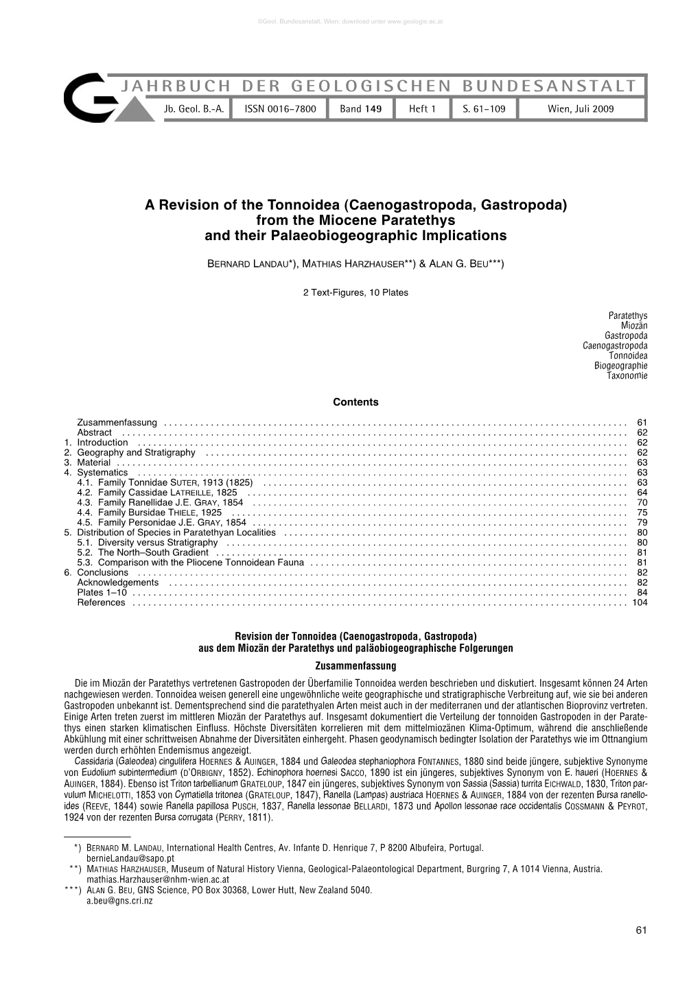 JAHRBUCH DER GEOLOGISCHEN BUNDESANSTALT Jb