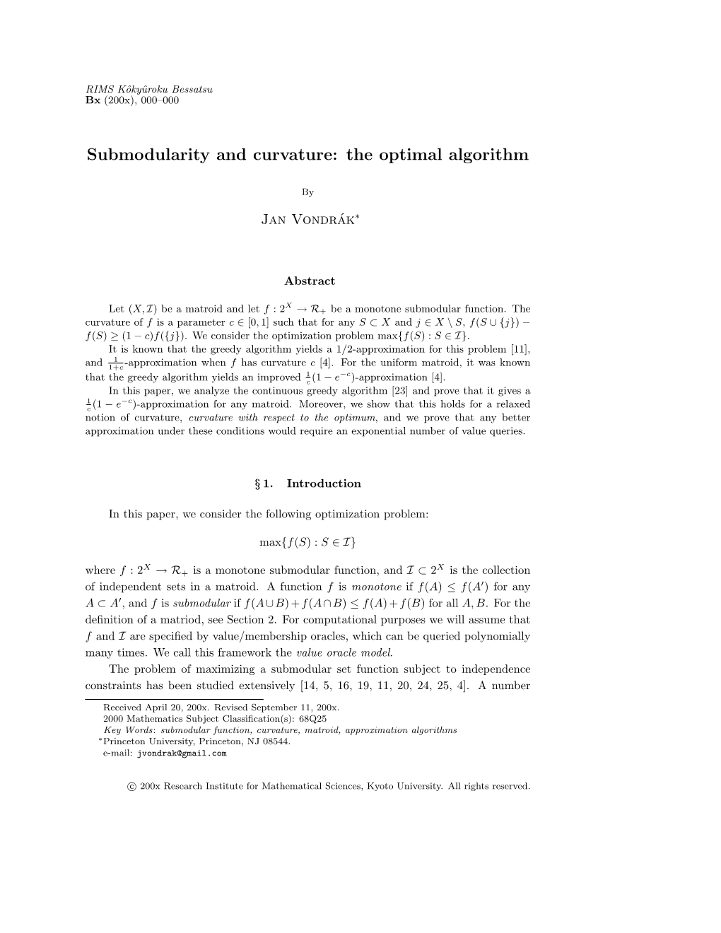 Submodularity and Curvature: the Optimal Algorithm